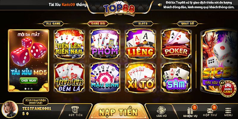 Nạp tiền sẽ giúp bạn trải nghiệm kho game cực đa dạng ở Top88